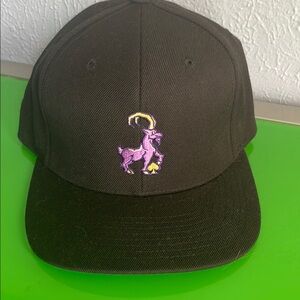 NWOT Global Poker Black Cap with Purple GOAT Embroidery Snapback